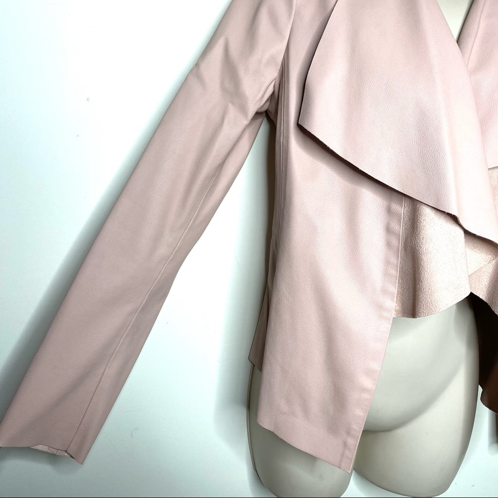 Zara Basic Drape Open Front Jacket Faux Leather S… - image 5